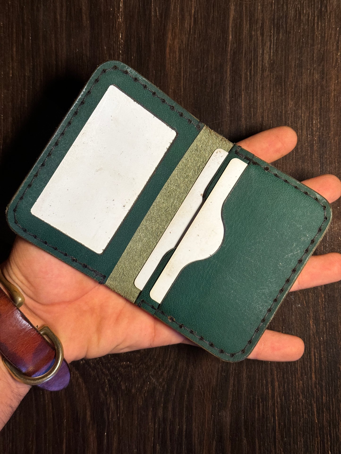 2 cards + 1 ID card slot wallet in sturdy leather