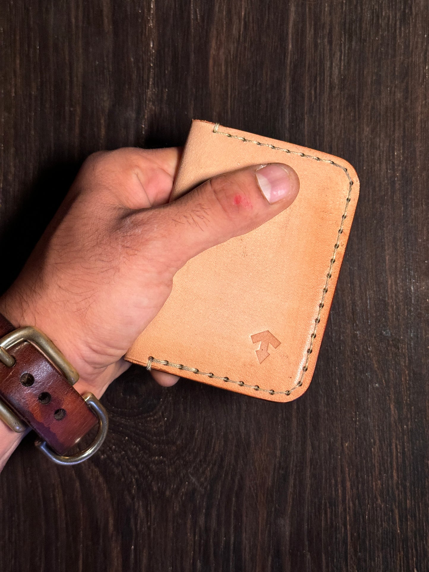 2 cards + 1 ID card slot wallet in sturdy leather
