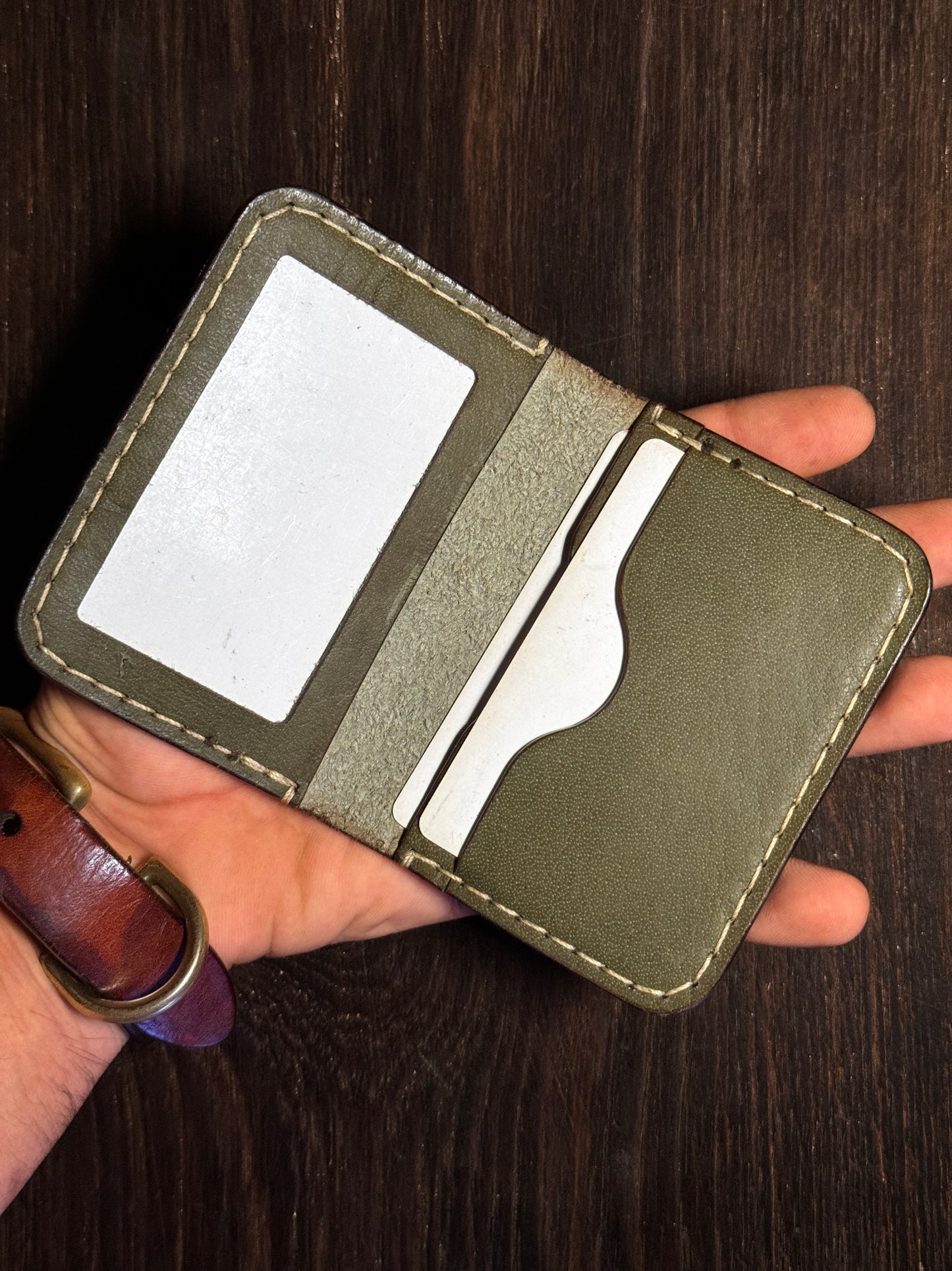 2 cards + 1 ID card slot wallet in sturdy leather