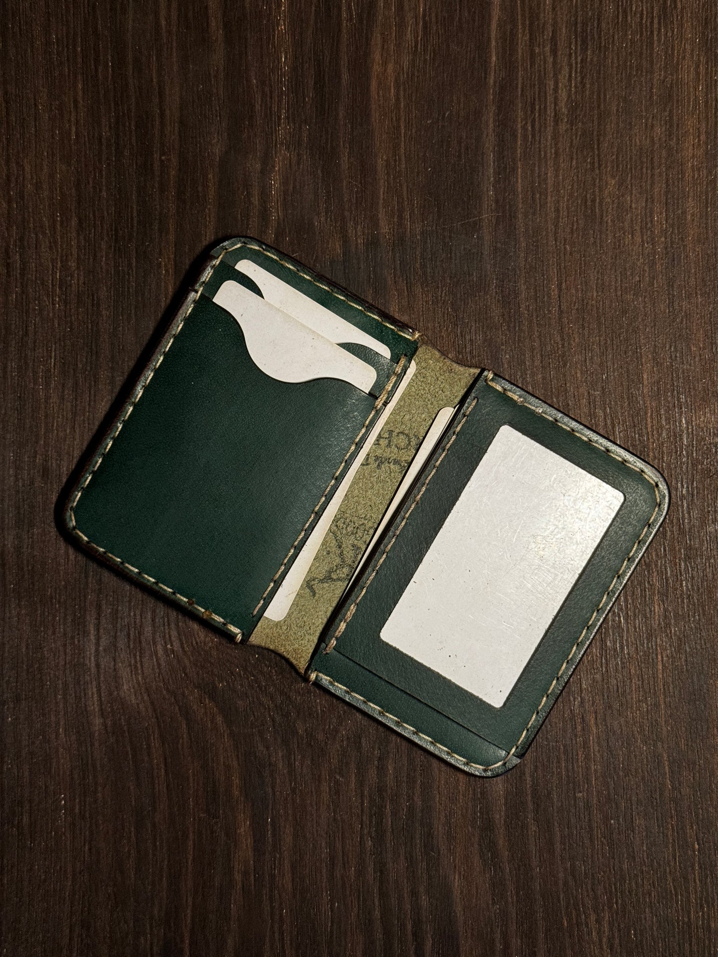 2 cards + 2 receipts slots + 1 ID card slot wallet in sturdy leather