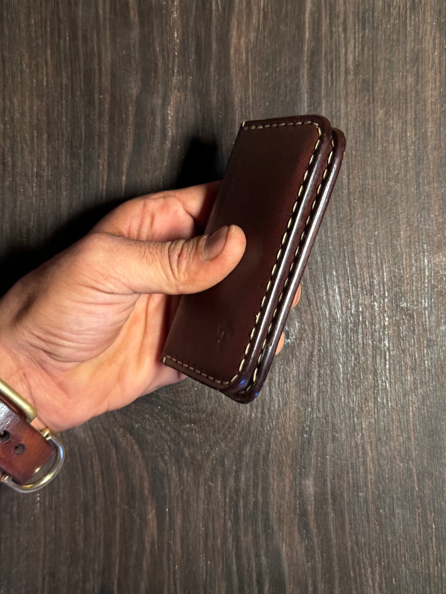 2 cards + 2 receipts slots + 1 ID card slot wallet in sturdy leather