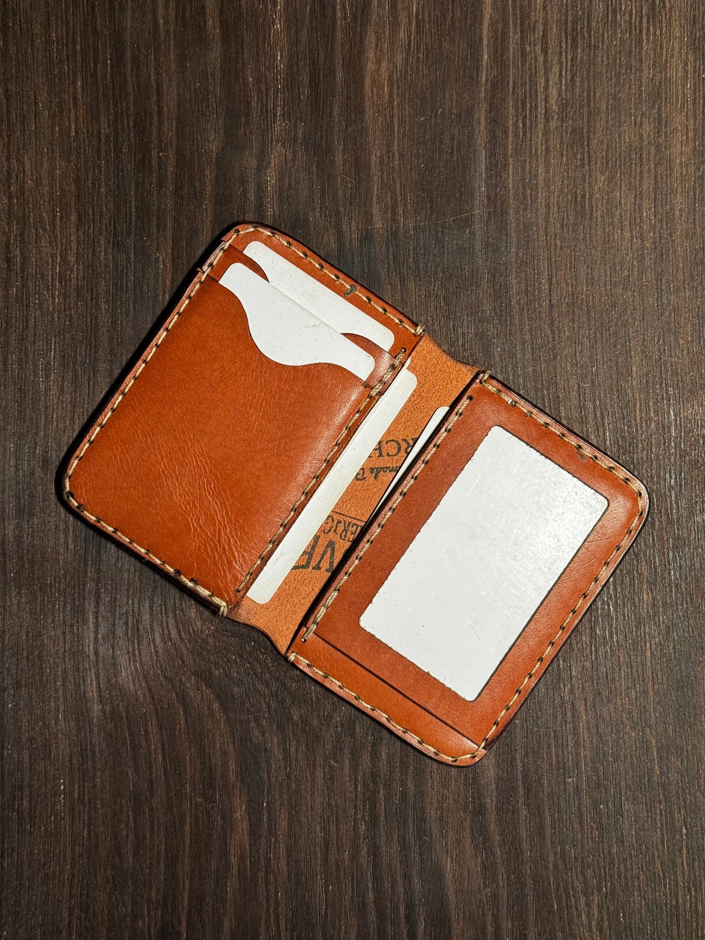 2 cards + 2 receipts slots + 1 ID card slot wallet in sturdy leather