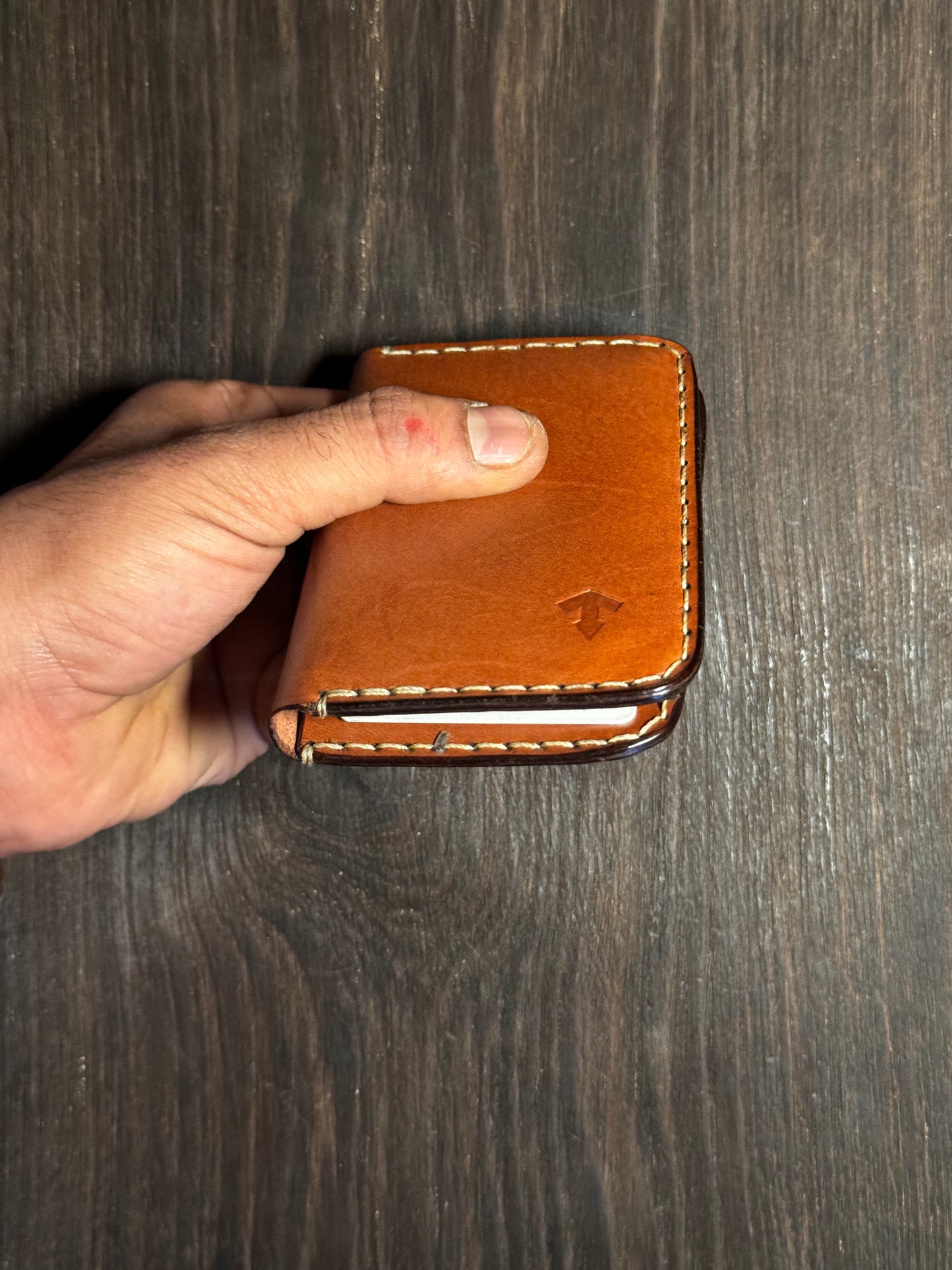 2 cards + 2 receipts slots + 1 ID card slot wallet in sturdy leather