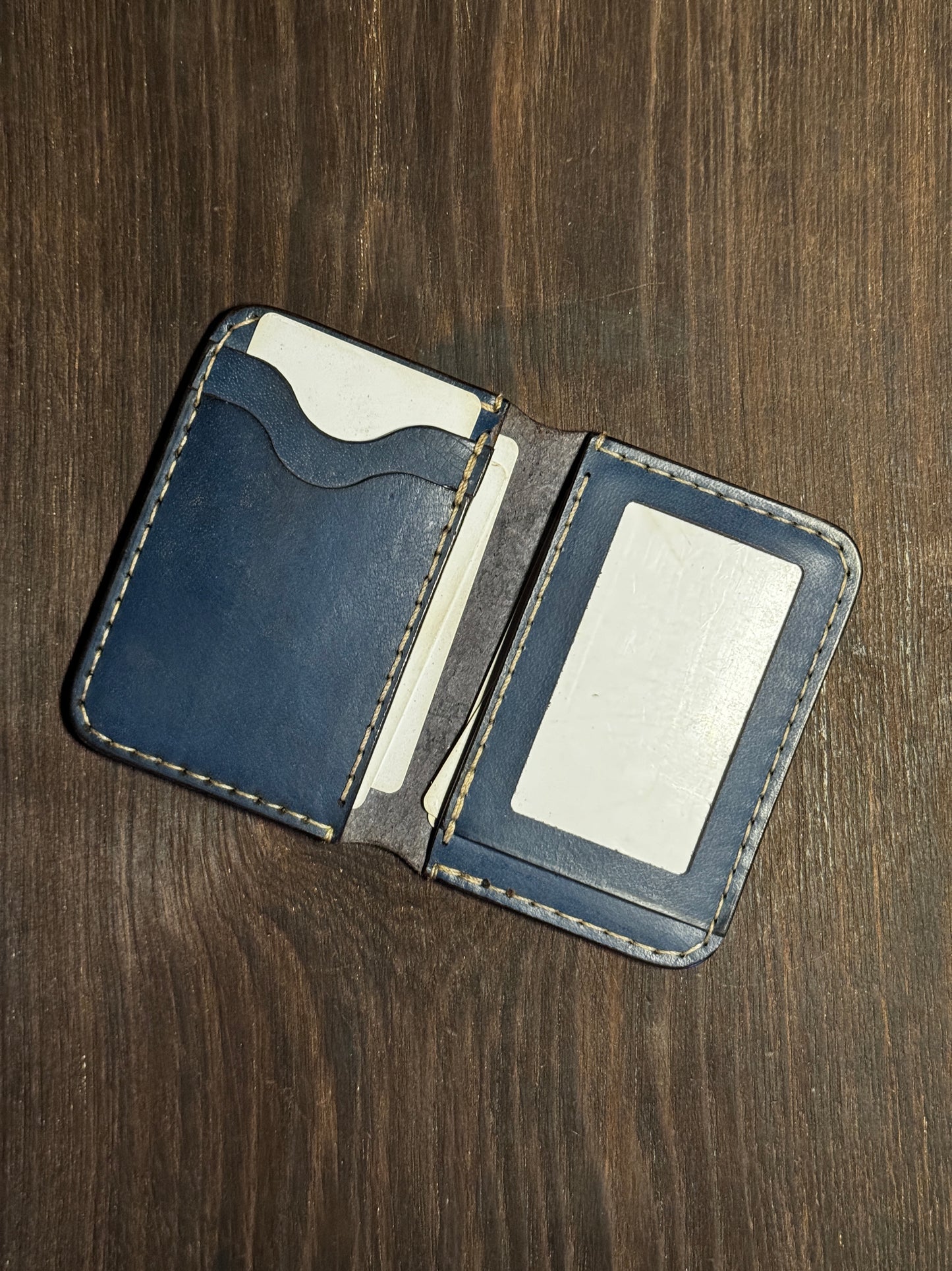 2 cards + 2 receipts slots + 1 ID card slot wallet in sturdy leather