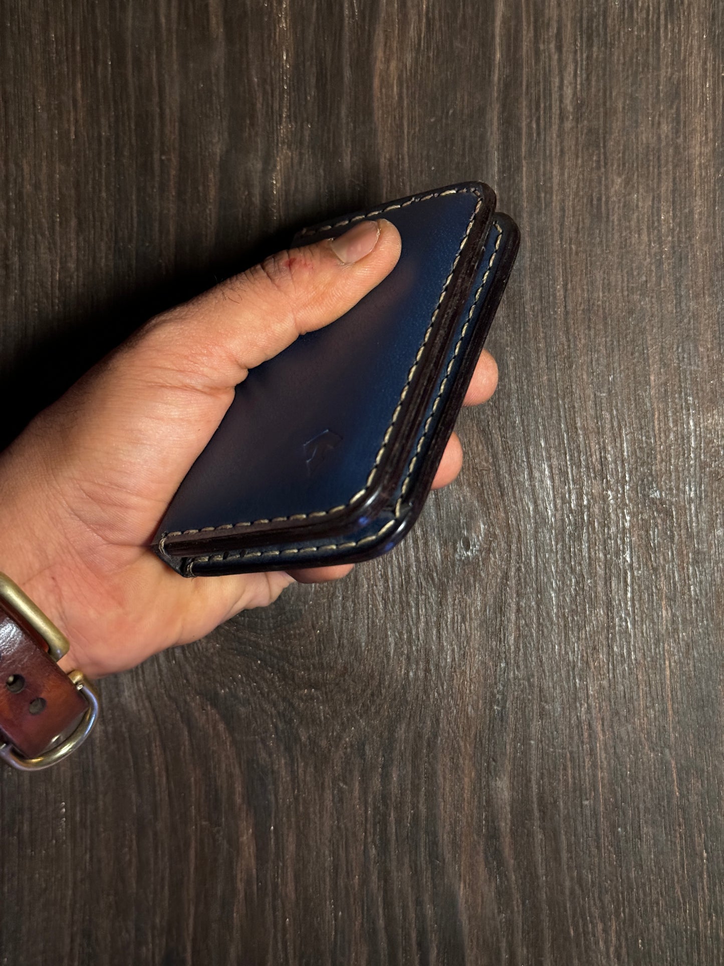 2 cards + 2 receipts slots + 1 ID card slot wallet in sturdy leather