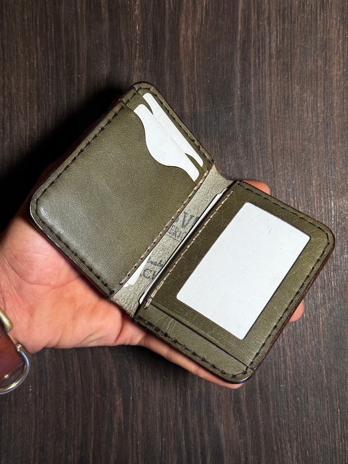 2 cards + 2 receipts slots + 1 ID card slot wallet in sturdy leather