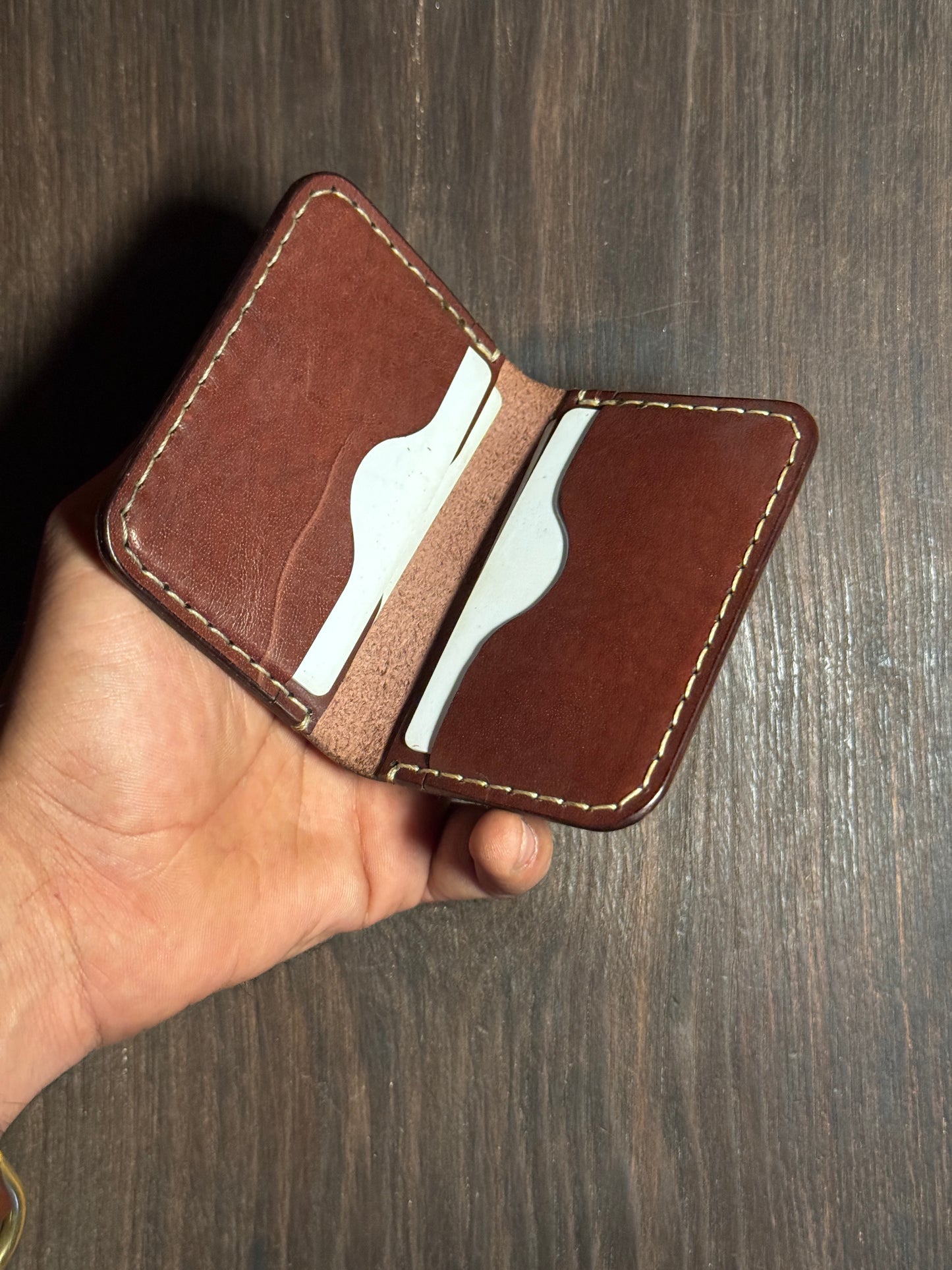 4 cards + 1 ID card slot wallet in sturdy leather