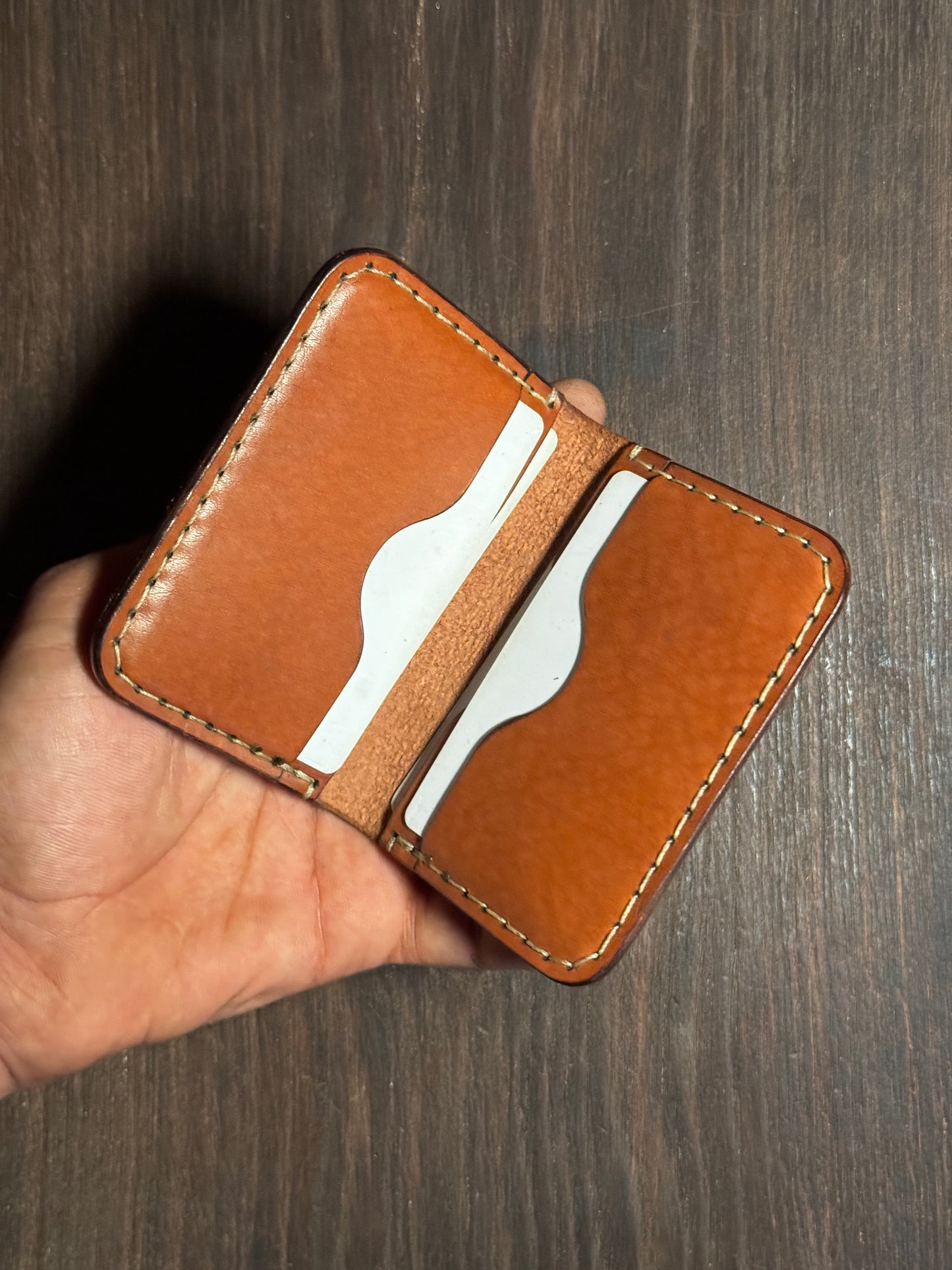 4 cards + 1 ID card slot wallet in sturdy leather