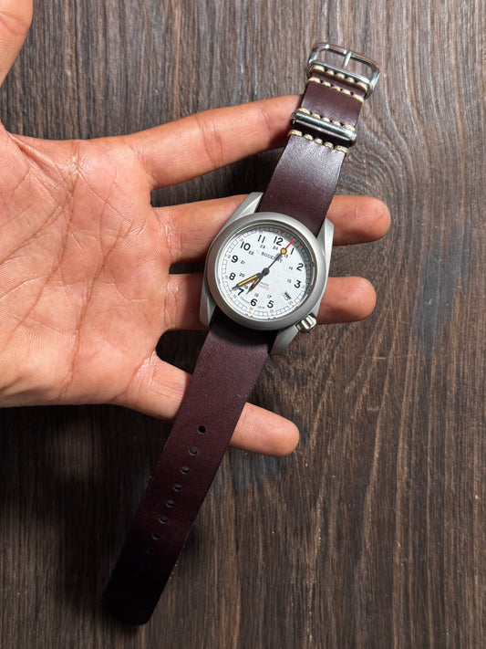 boderry one way nato watch Straps mahogany color
