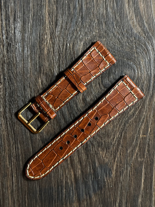 DOUBLE layered Stitched watch strap in soft leather