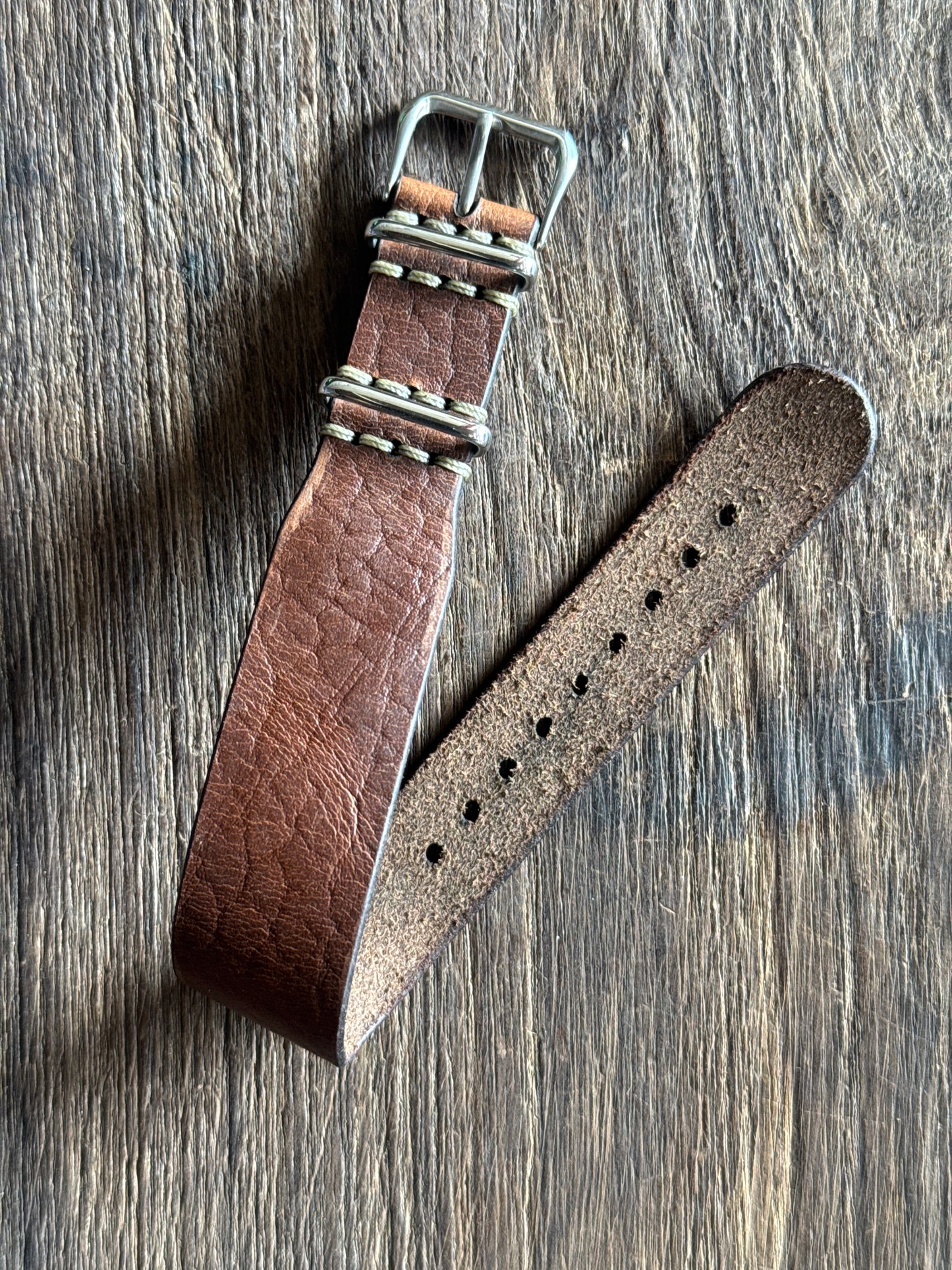 one way pass bison horween Leather watch Straps