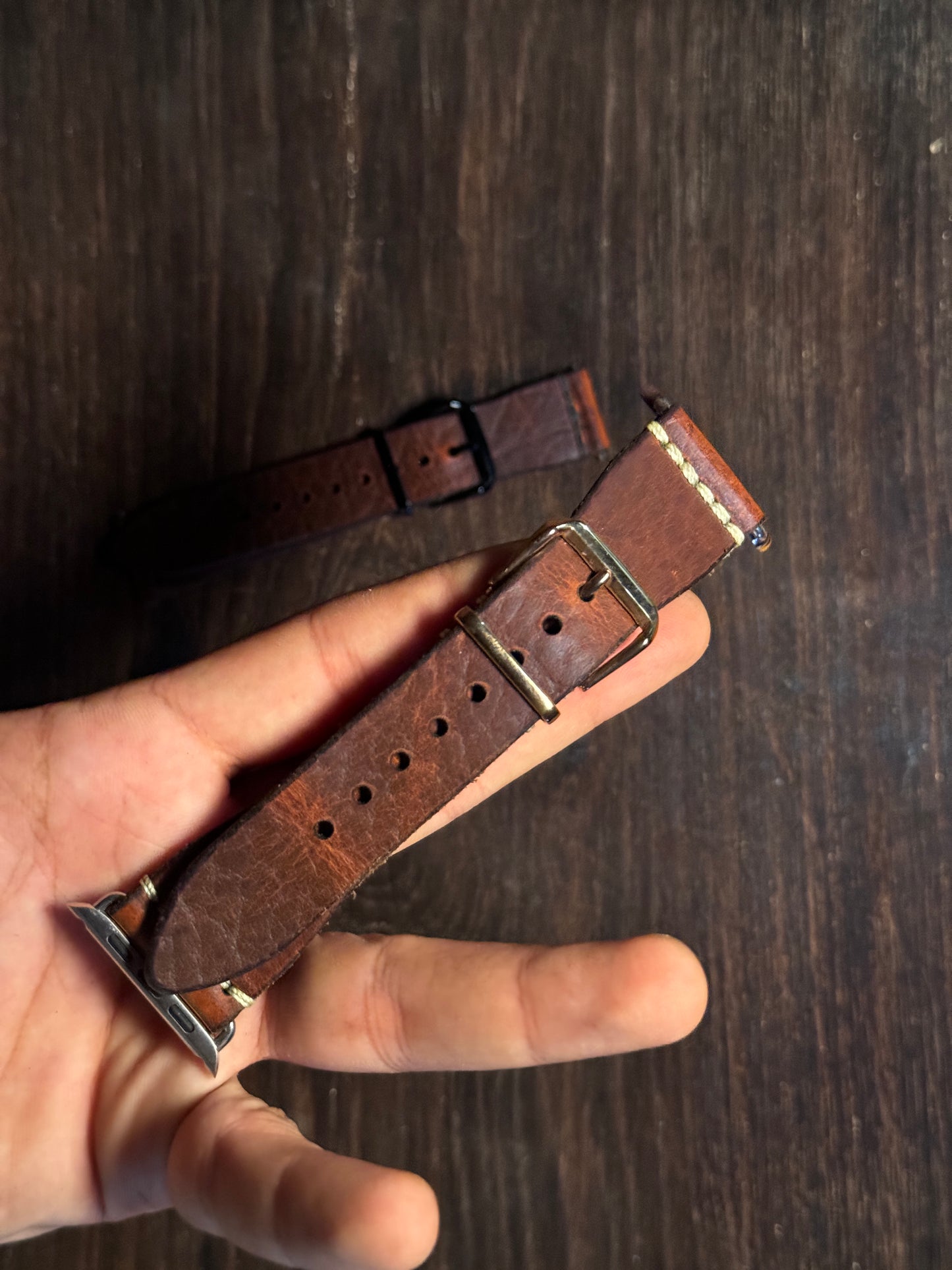 iWatch watch strap in bison horween Leather