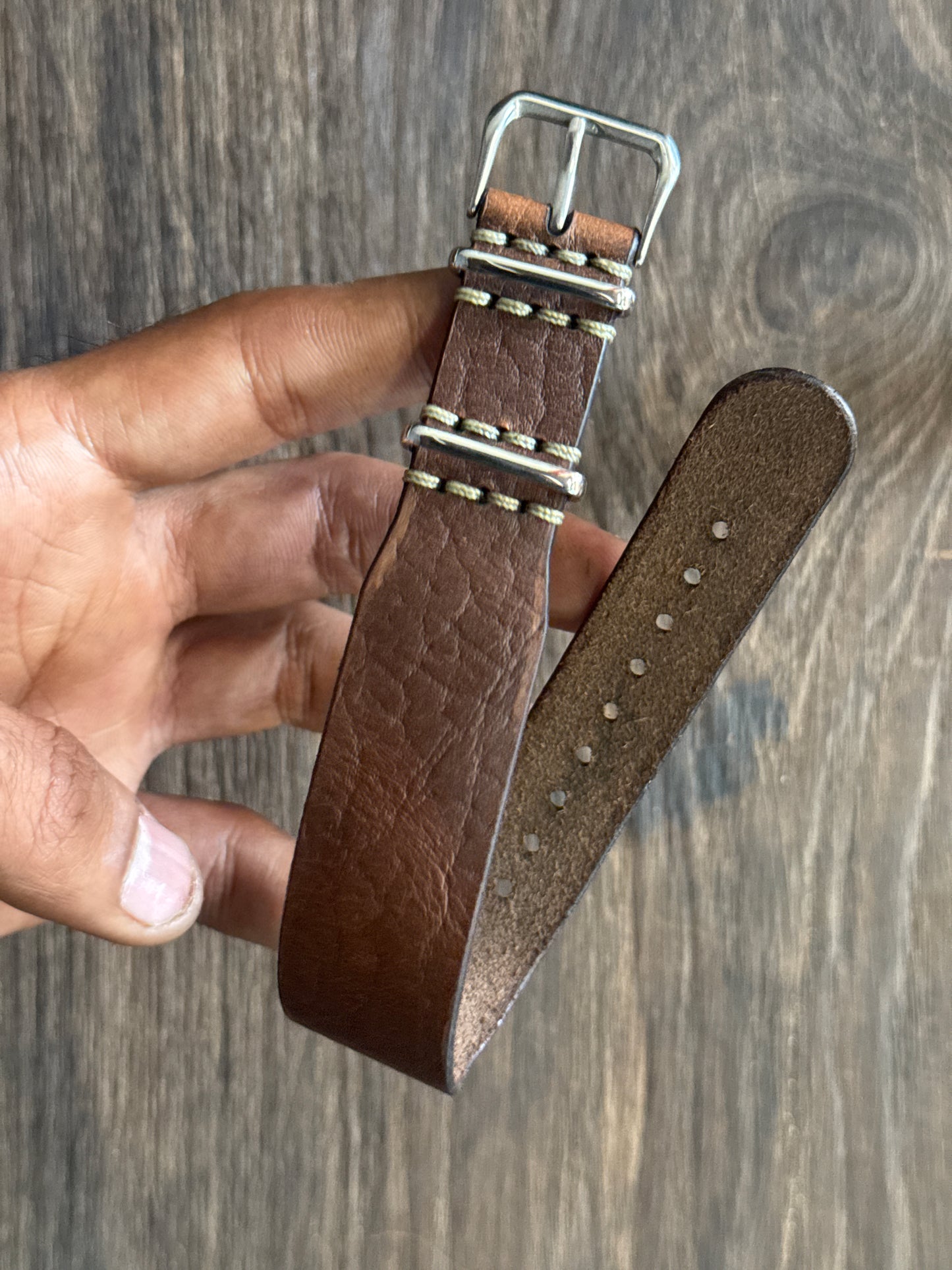 one way pass bison horween Leather watch Straps