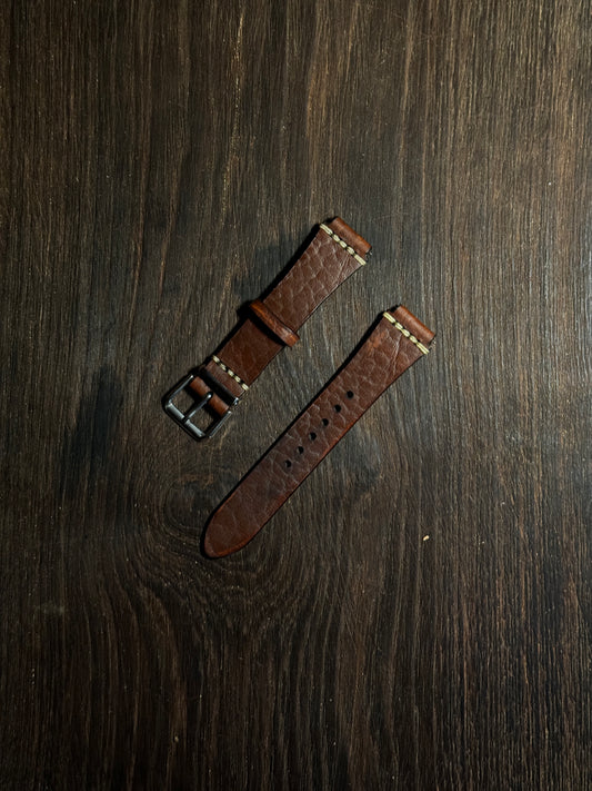Projected watch straps in horween bison usa leather full grain