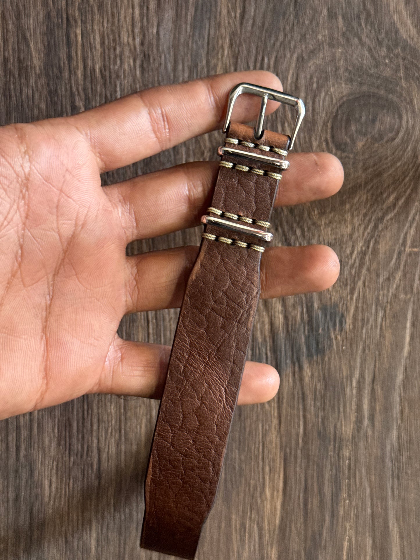 one way pass bison horween Leather watch Straps