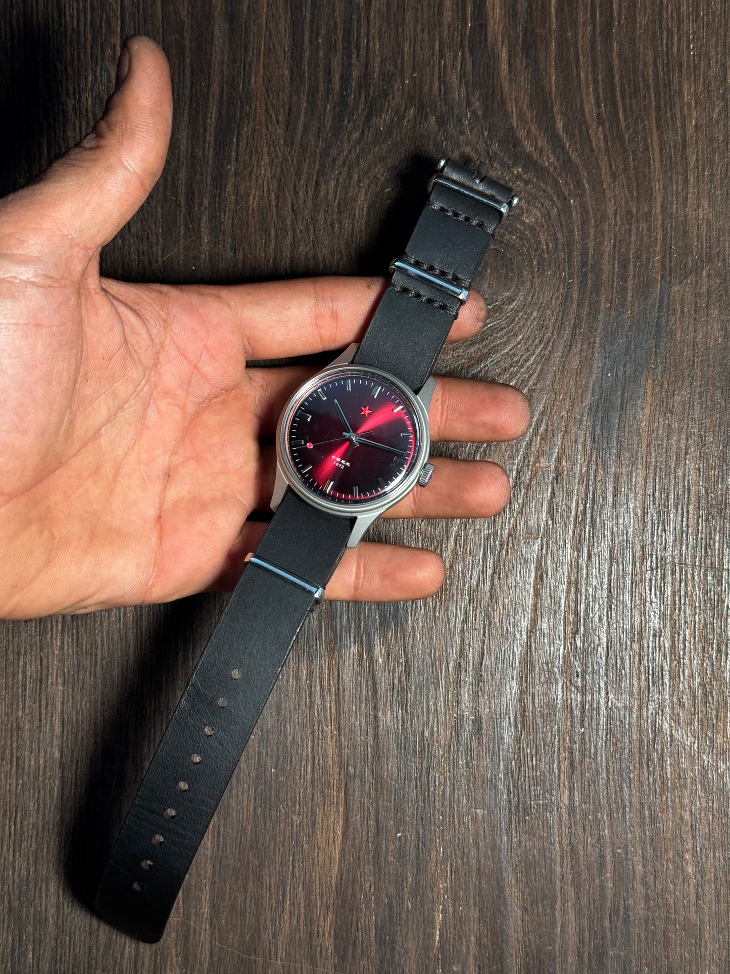 Two way NATO Black minerva italian Leather watch Straps