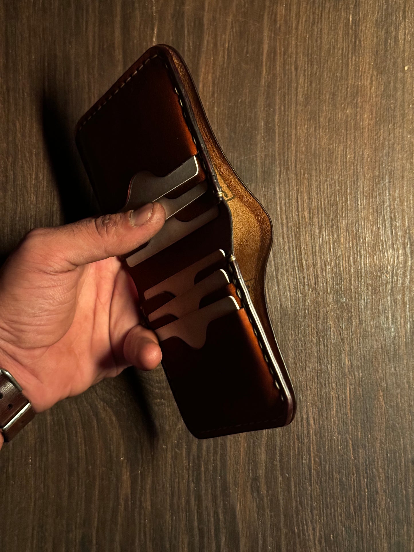 vertical bi fold wallet 6+1 regular size in soft leather