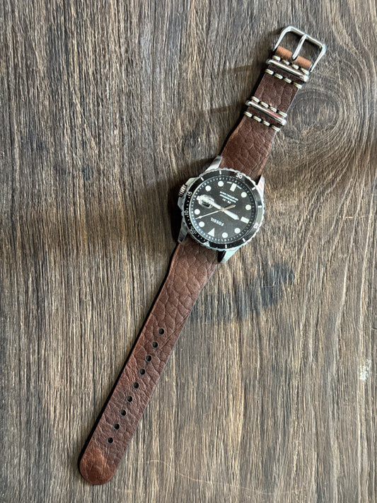 one way pass bison horween Leather watch Straps