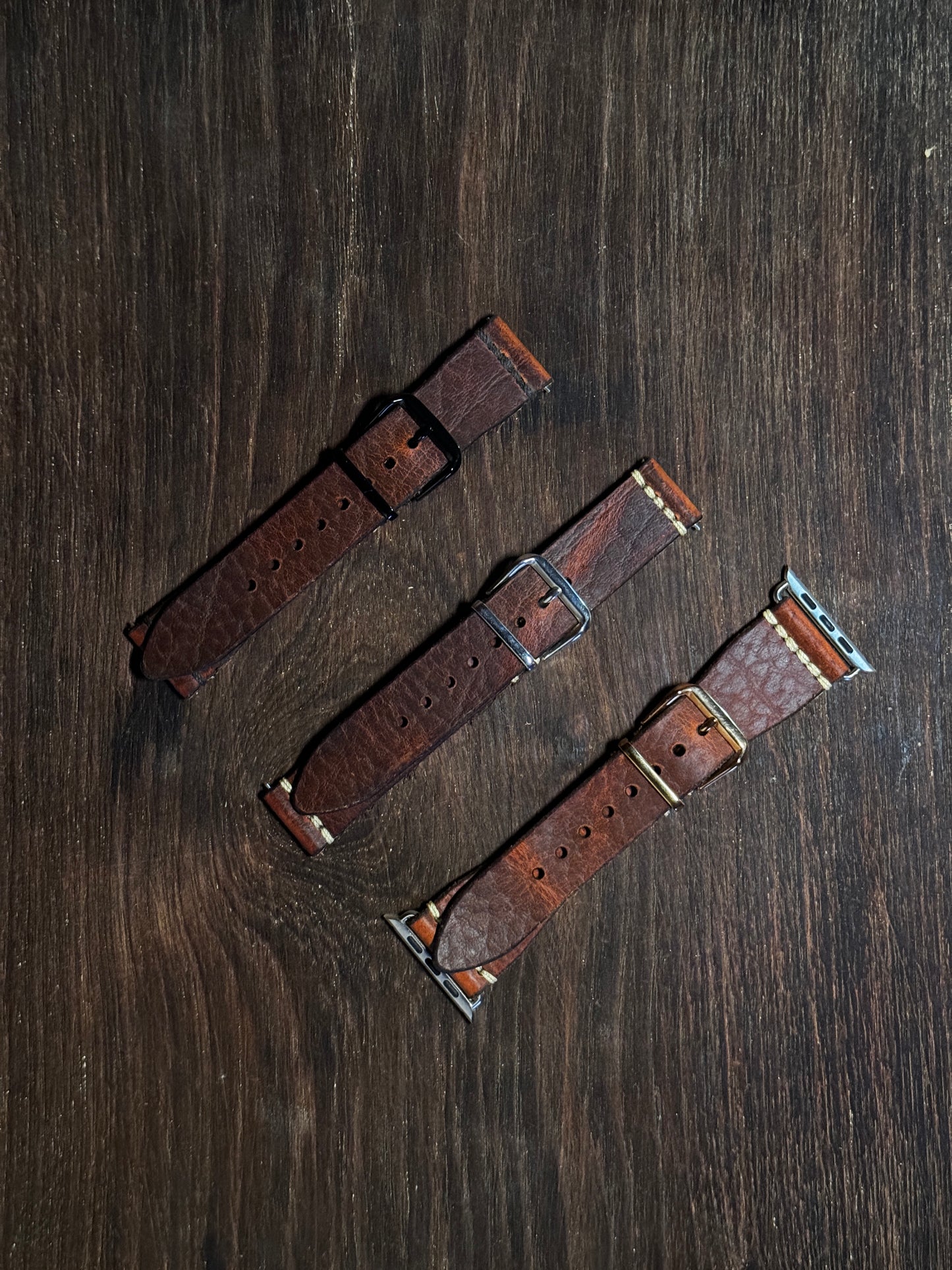 iWatch watch strap in bison horween Leather