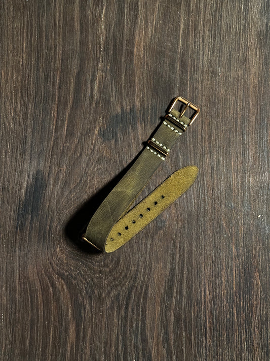 Two way NATO rubbery feel Leather watch Straps