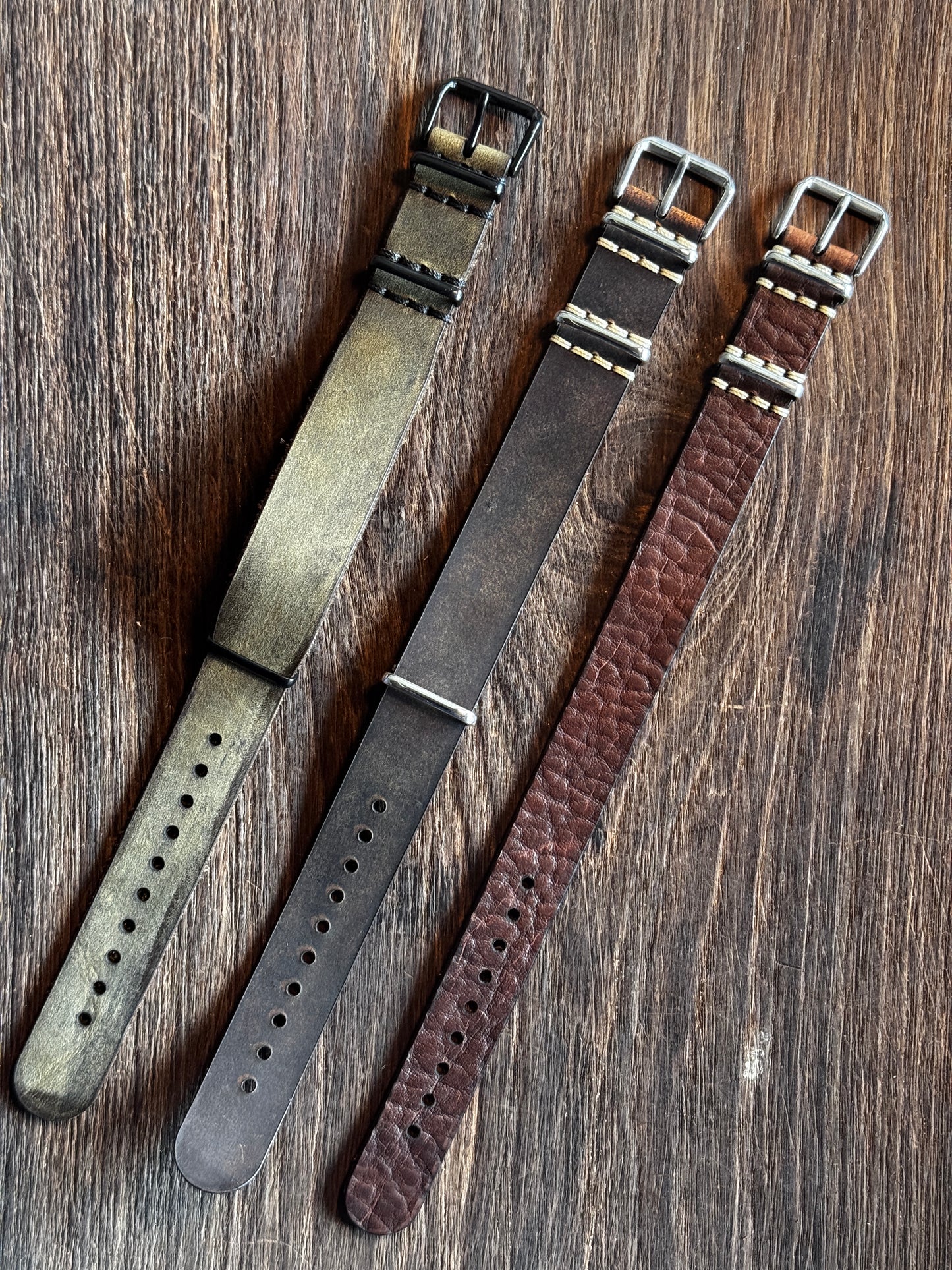 one way pass bison horween Leather watch Straps