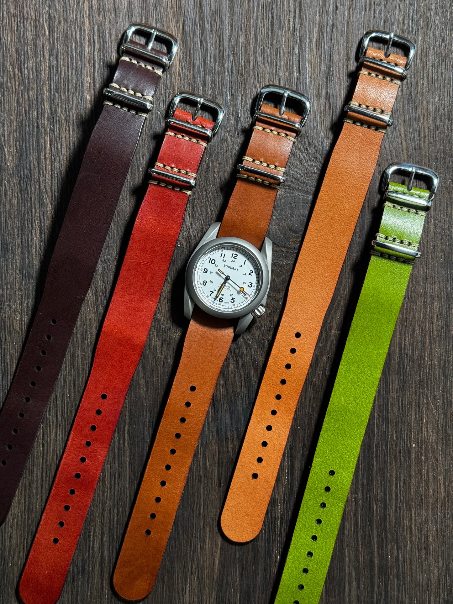 boderry one way nato watch Straps in tan color