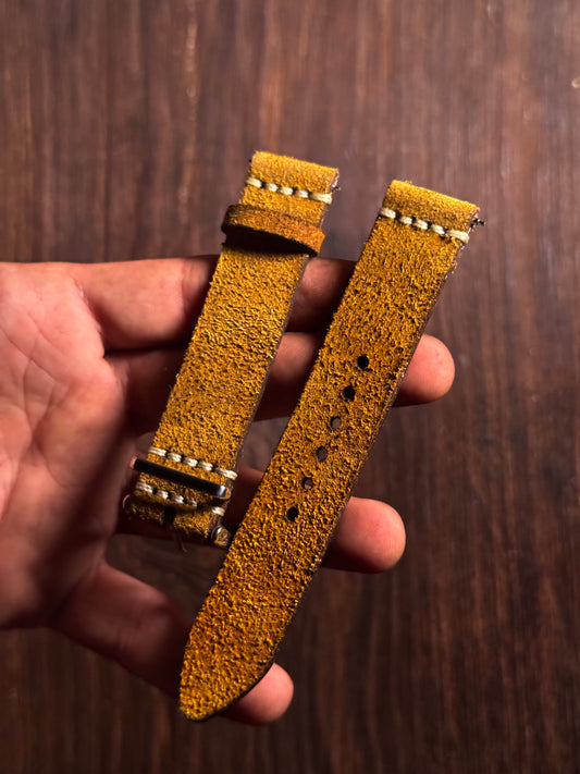 SUEDE YELLOW full grain Leather watch Straps