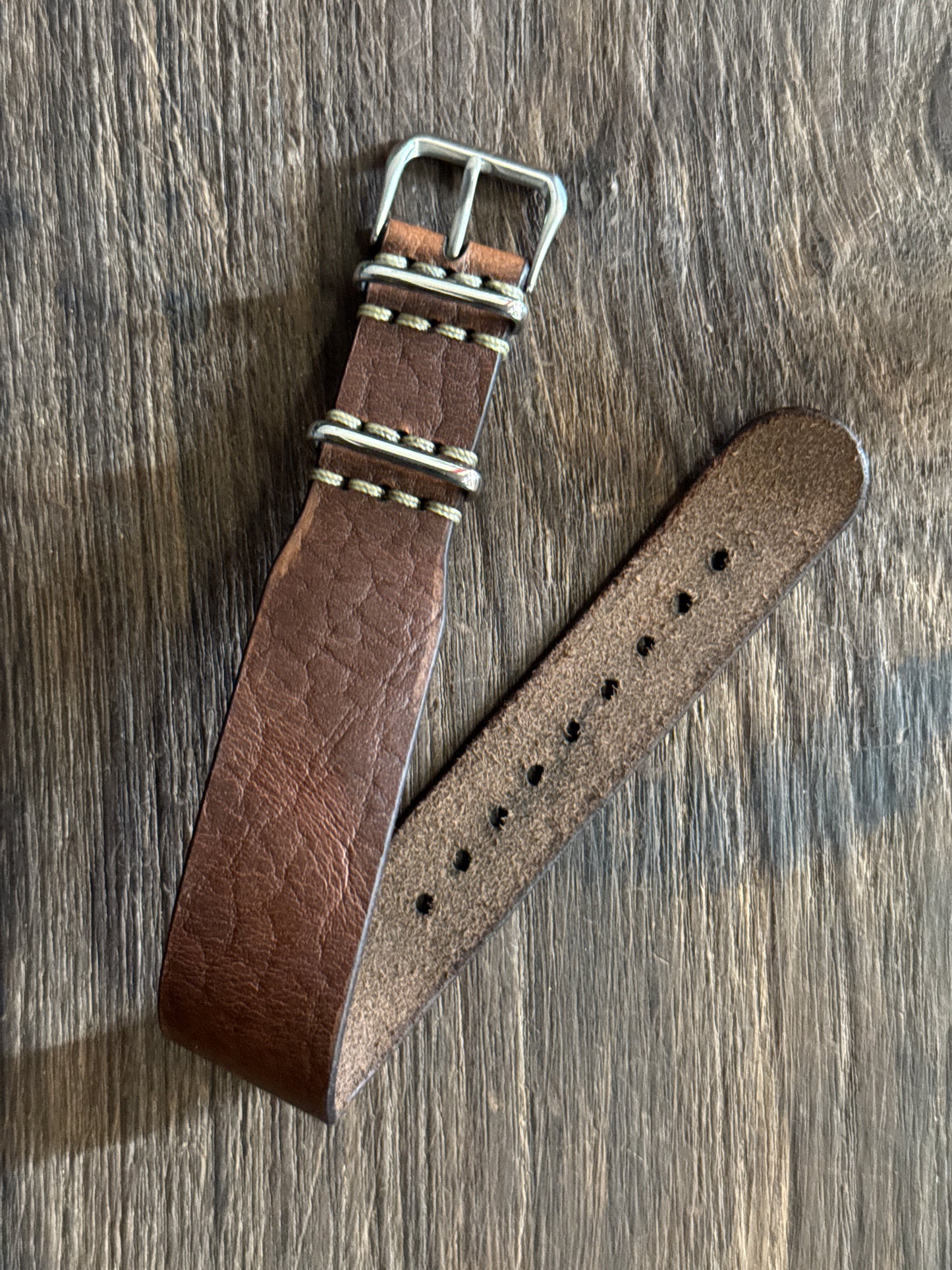 one way pass bison horween Leather watch Straps