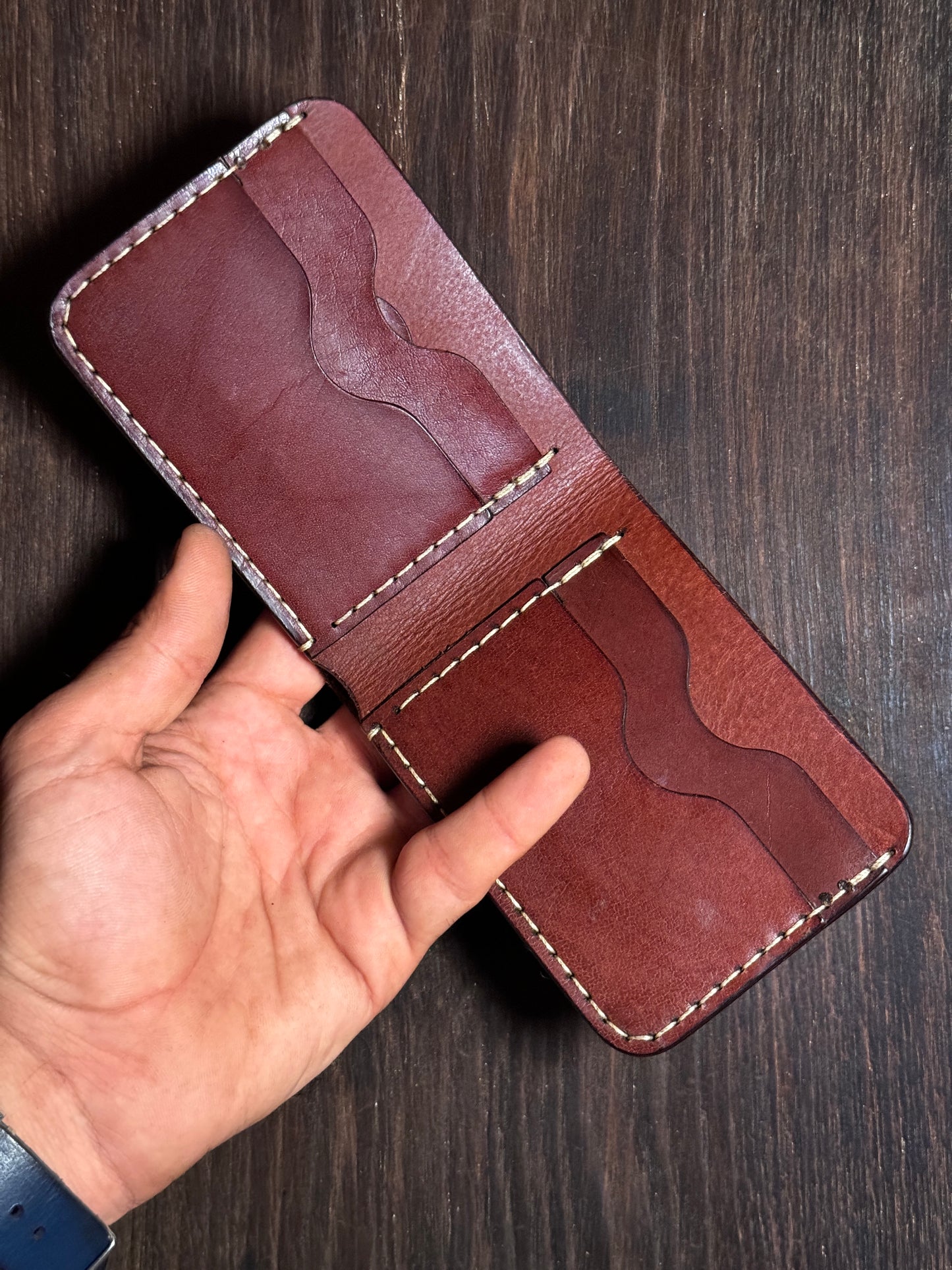 horizontal bi fold wallet 4+1 n 4+2 in sturdy leather