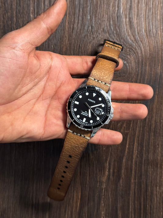 2.8 mm Italian Leather washed khakee watch Straps