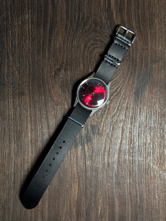 Two way NATO Black minerva italian Leather watch Straps