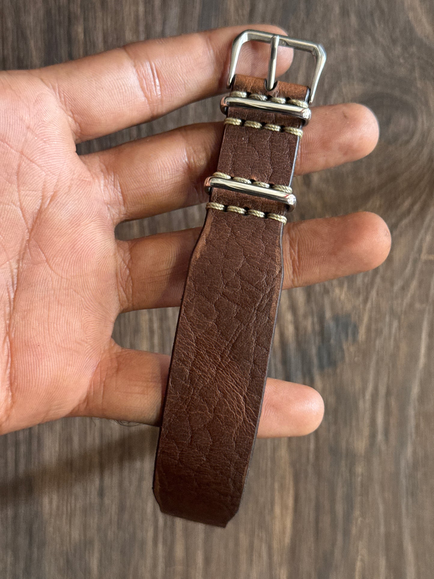 one way pass bison horween Leather watch Straps