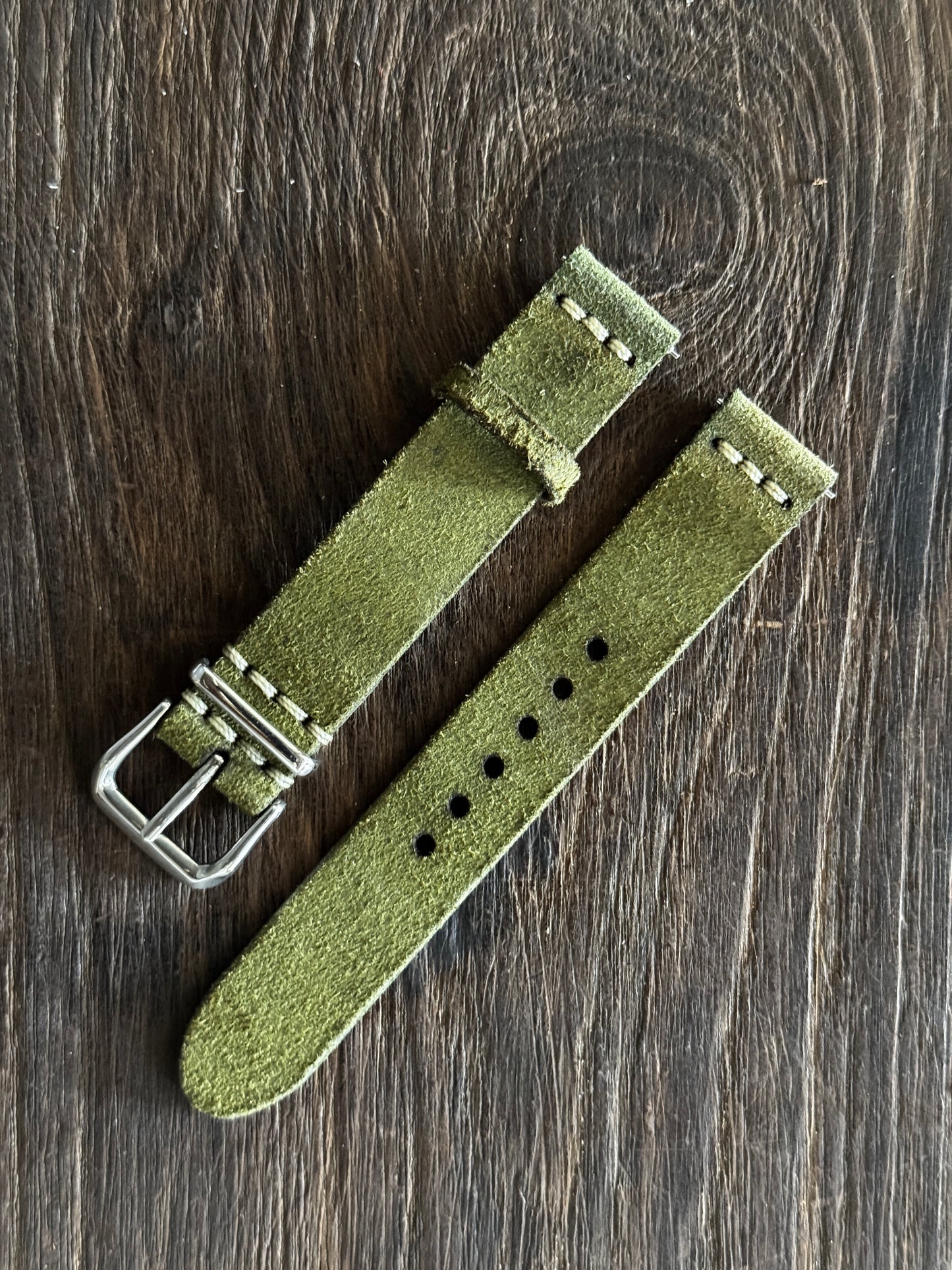 SUEDE GREEN full grain Leather watch Straps