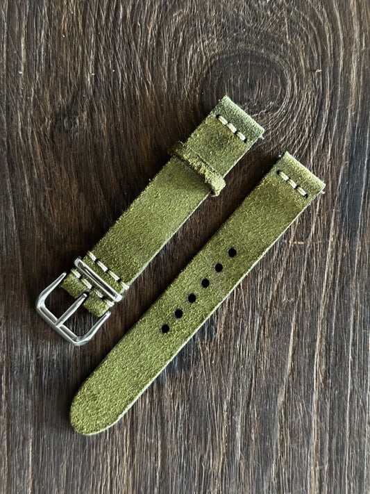 SUEDE GREEN full grain Leather watch Straps