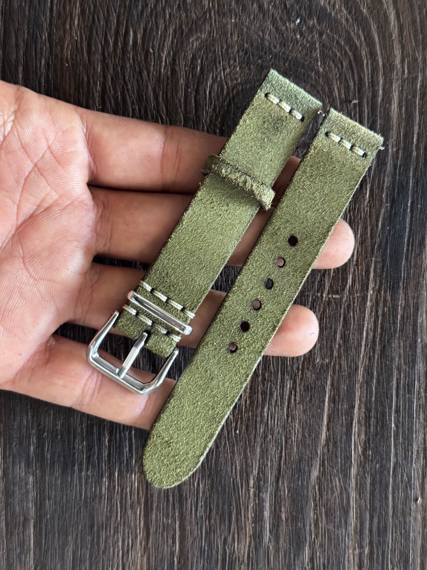 SUEDE GREEN full grain Leather watch Straps