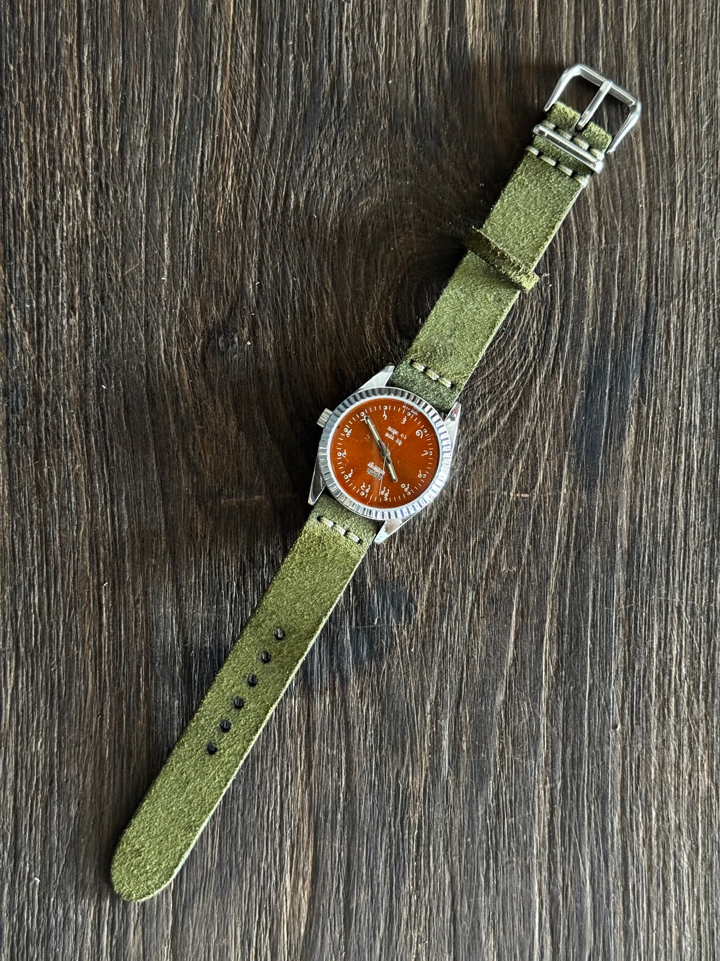 SUEDE GREEN full grain Leather watch Straps