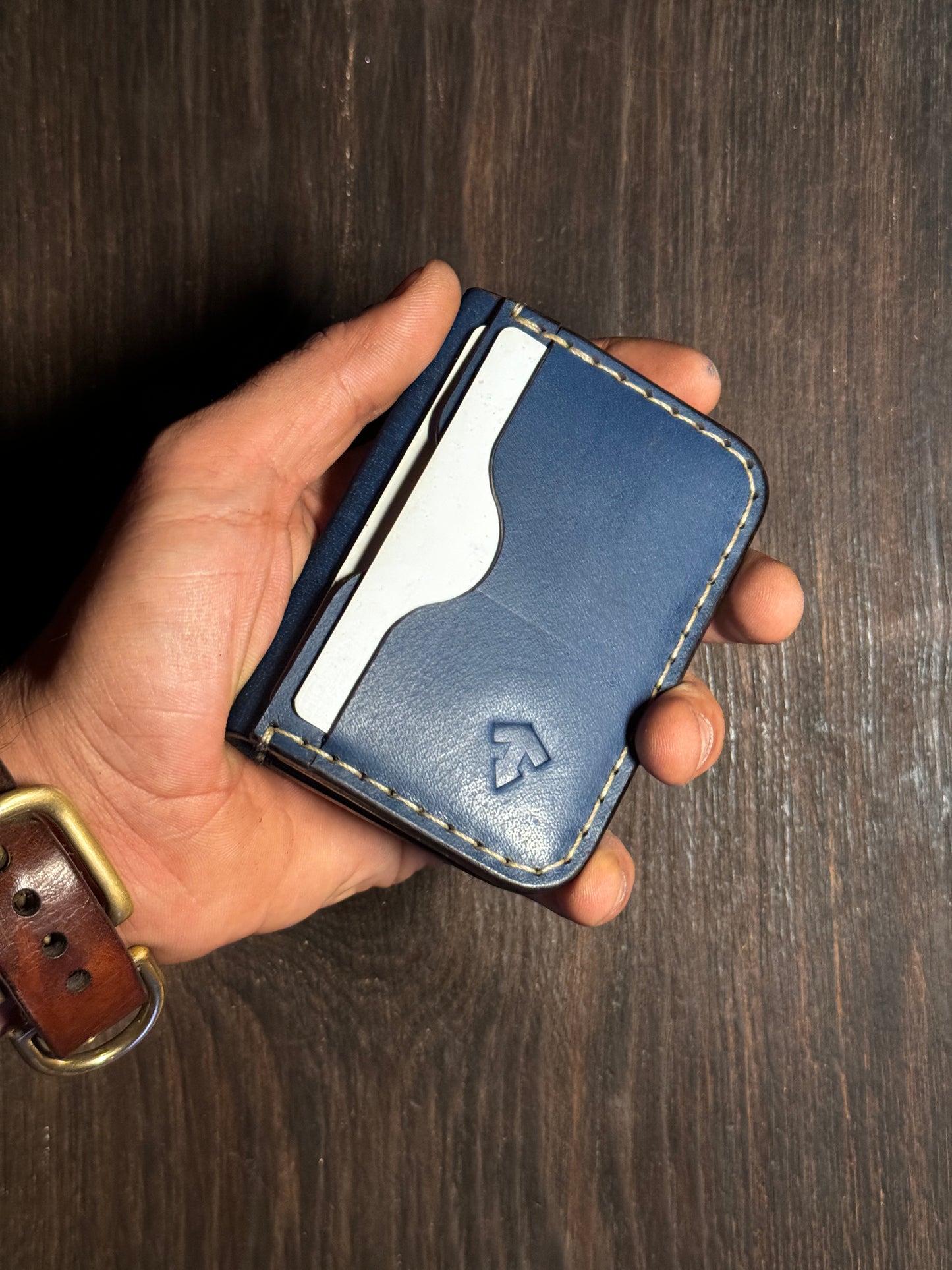 4 cards slots + 2 open pockets wallet in sturdy leather