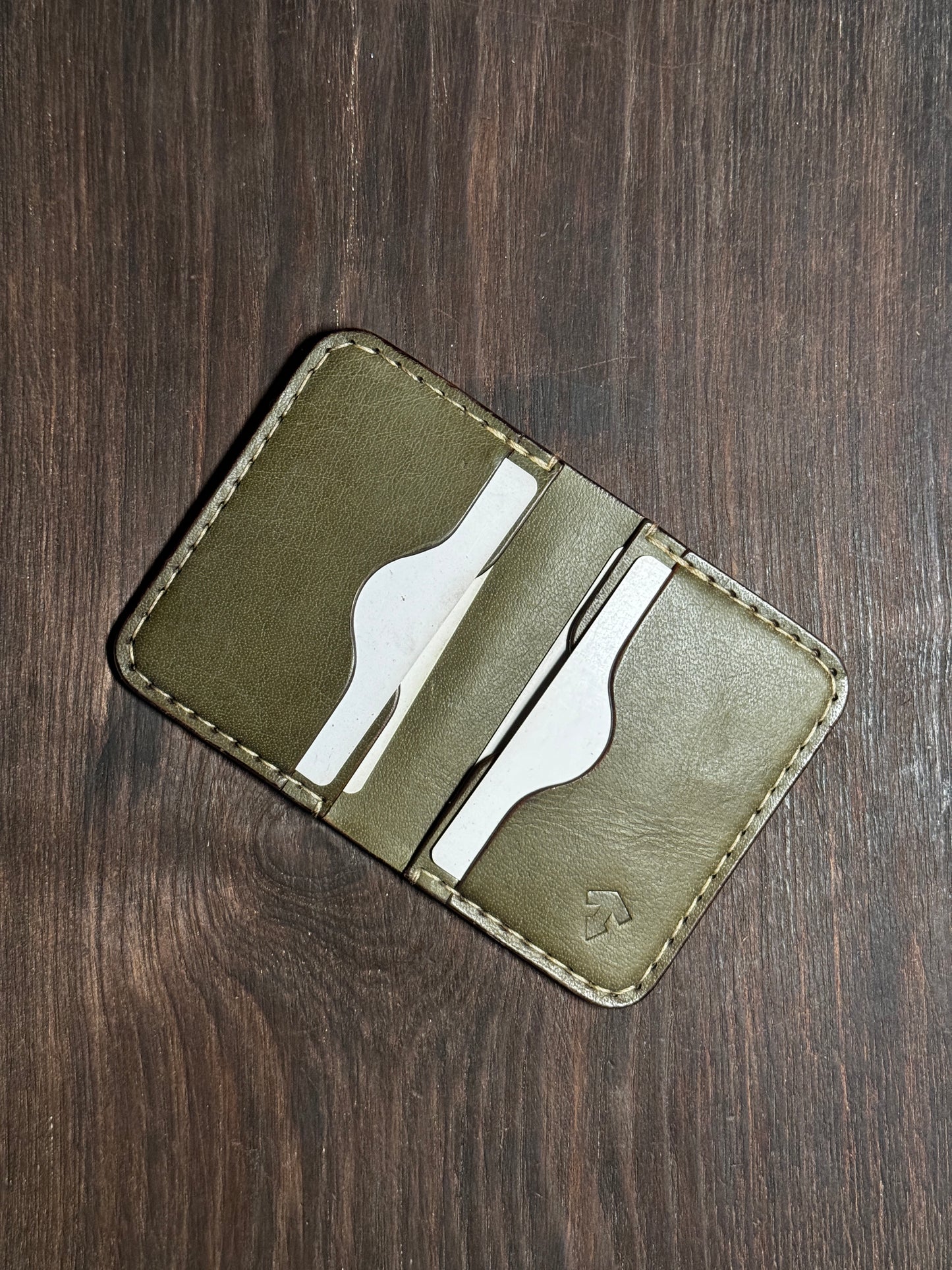 4 cards slots + 2 open pockets wallet in sturdy leather