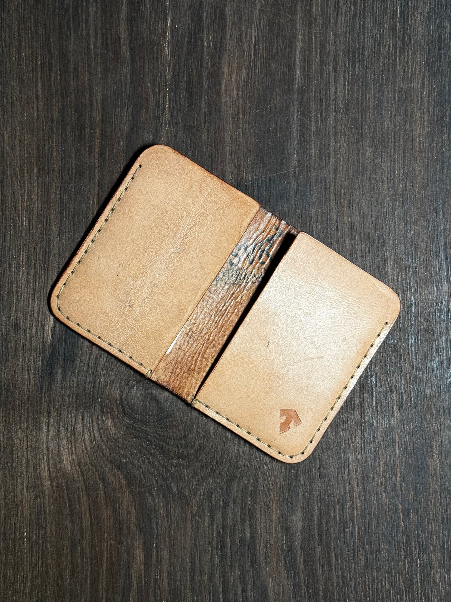 4 cards slots + 2 open pockets wallet in sturdy leather