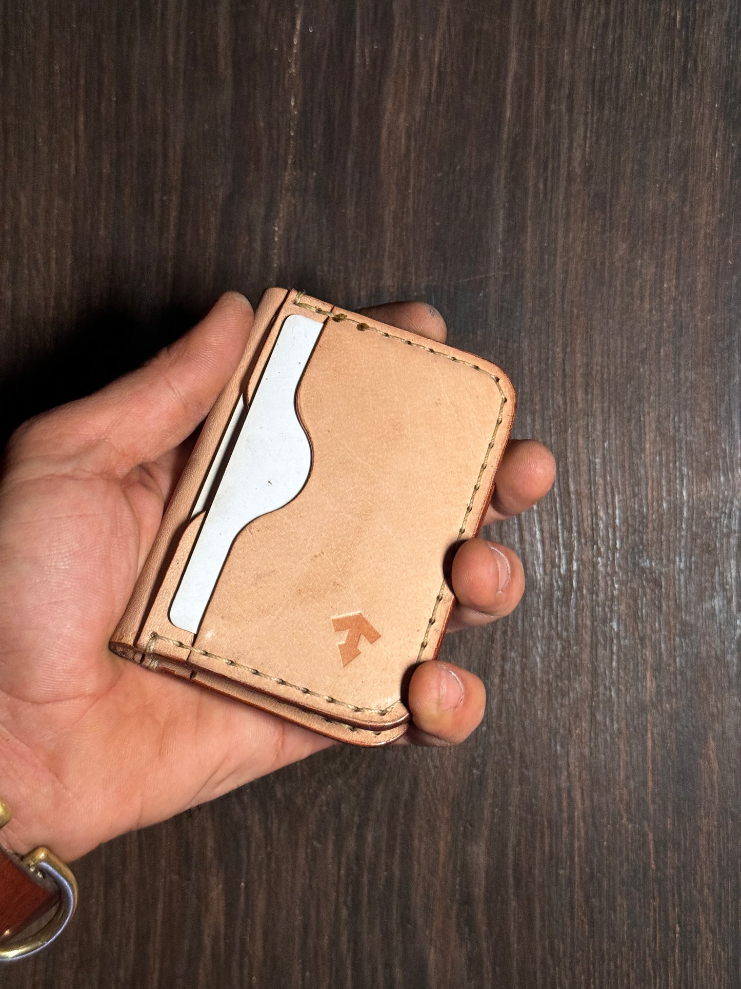 4 cards slots + 2 open pockets wallet in sturdy leather